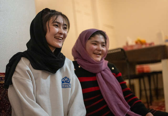 Shahla Hussaini, 18, left, and Omulbanin Hussaini, 13.