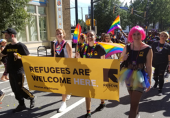 IRC Atlanta staff marching in the Atlanta Pride parade.
