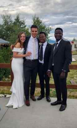Tonny at his friend Zach’s wedding (Tonny far left, to his left David - his Ugandan friend) 