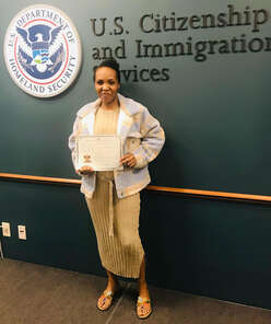 Noela after receiving her certificate of naturalization.