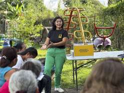 A woman teaching a class