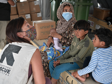 healthcare worker with children