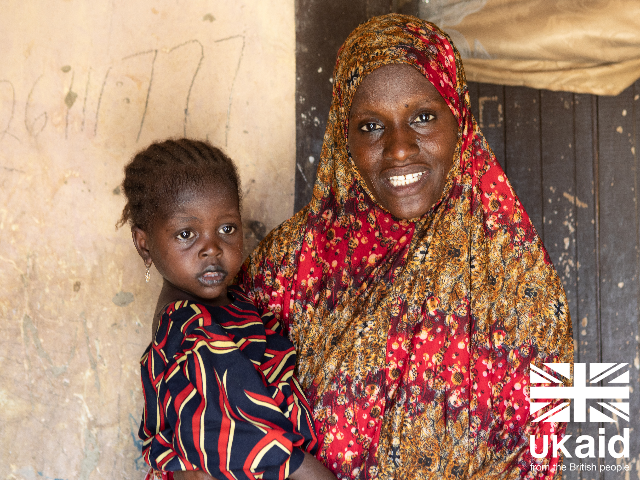 IRC Client Fanta Abatcha with her two-year-old daughter fully recovered from Severe Acute Malnutrition (SAM) in Monguno, Nigeria.