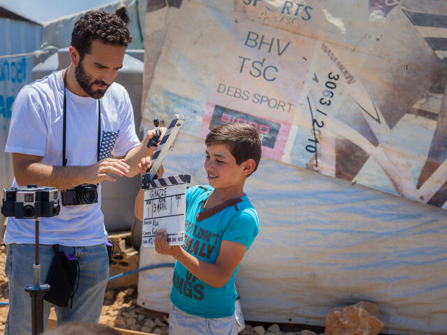 Syrian boy in refugee camp in Lebanon