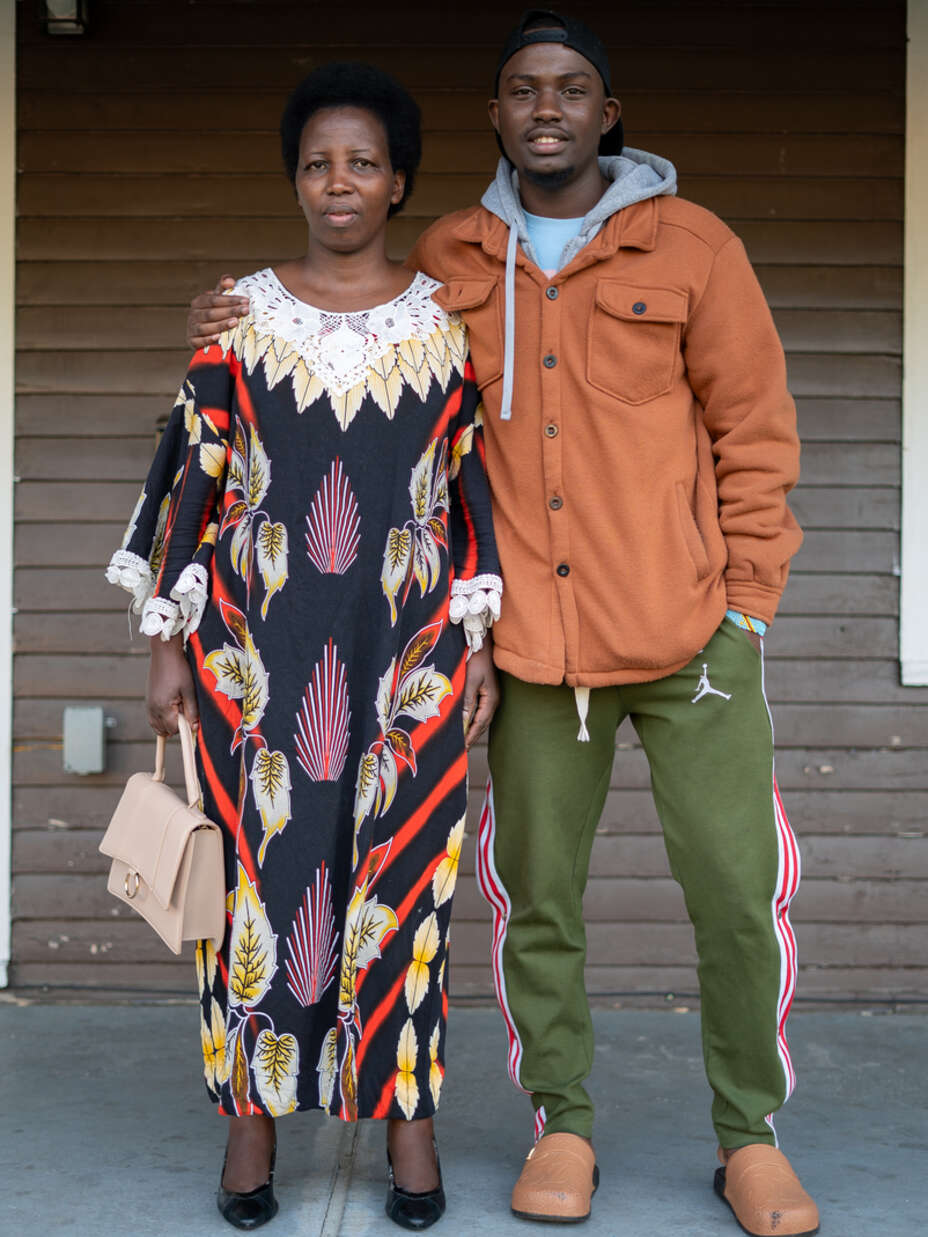 Bonfils poses with his mother.