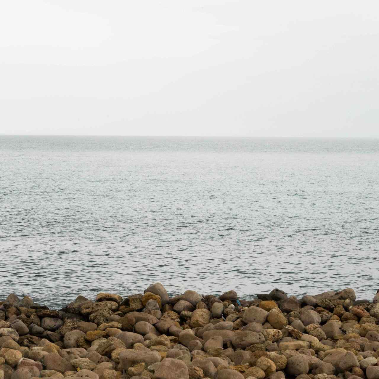 Looking out across the Mediterranean Sea from outside of Khoms, Libya