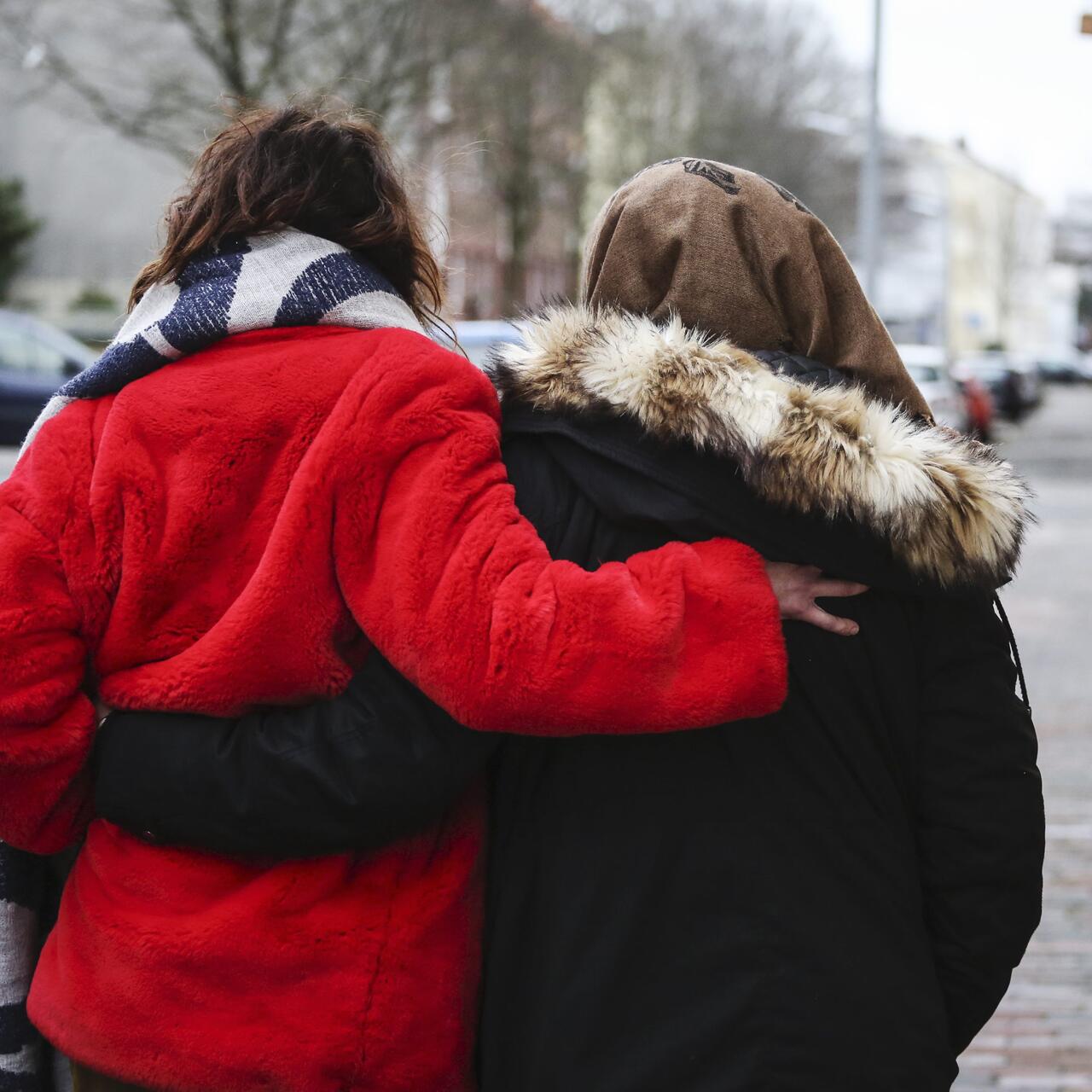 Lena Headey walks with Marwa outside her home in Germany