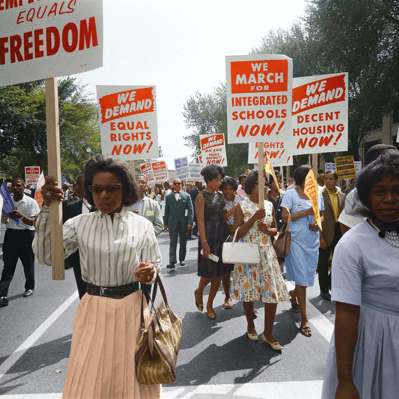 Foto zeigt Protestteilnehmer des Civil Rights March on Washington am 28. August, 1963