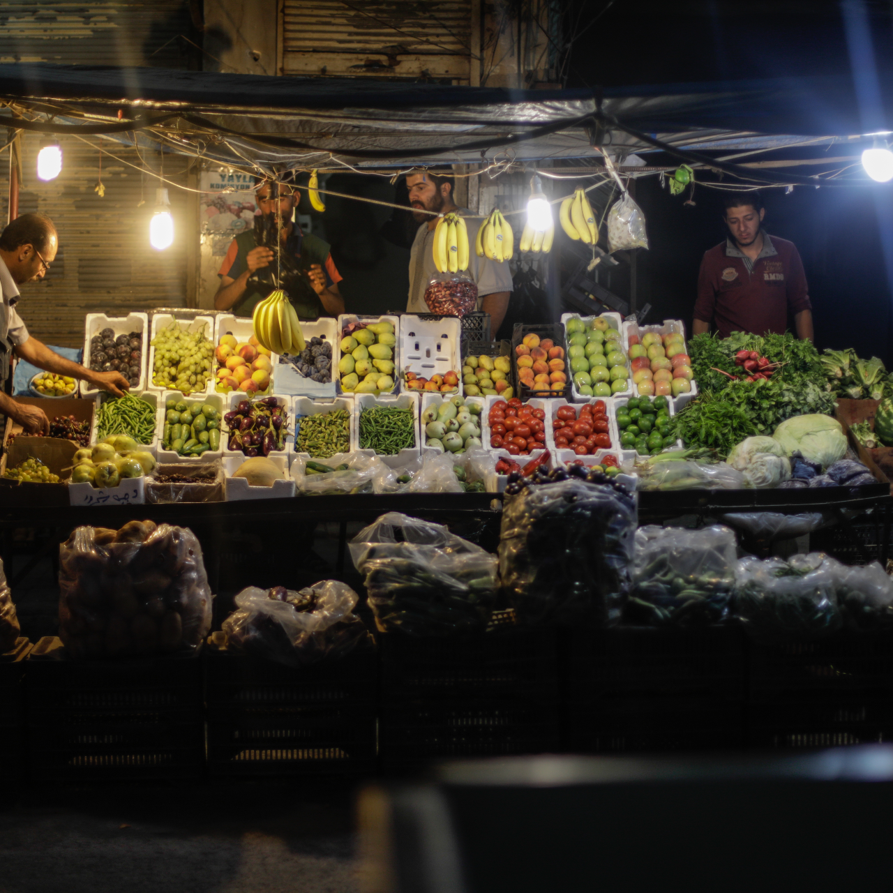 Vegatable in Idlib, Syria at night