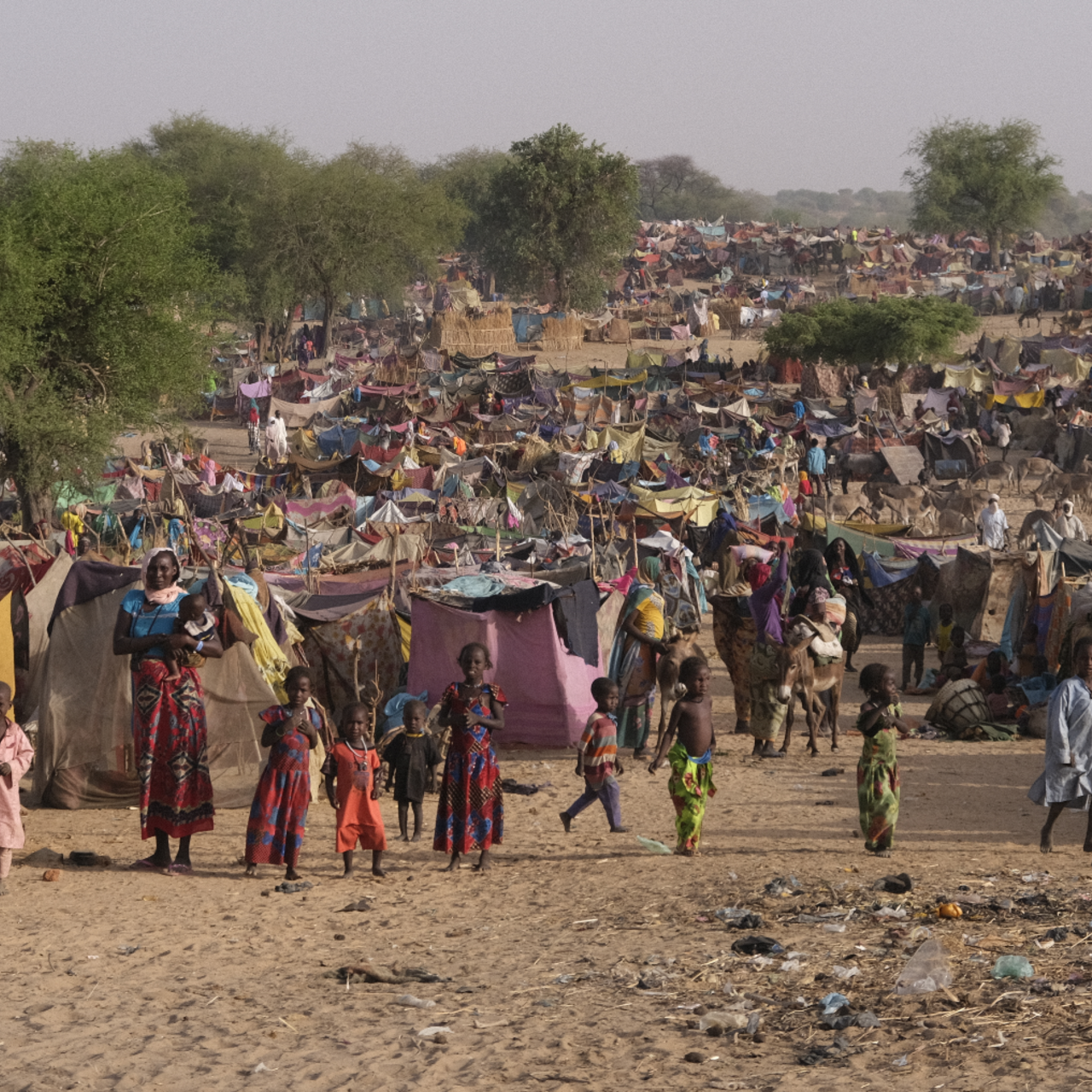 A landscape photo of Borota, Chad, where over 25,000 Sudanese refugees have found refuge since the war in Sudan broke out. Many fled quickly, without the opportunity to gather supplies.
