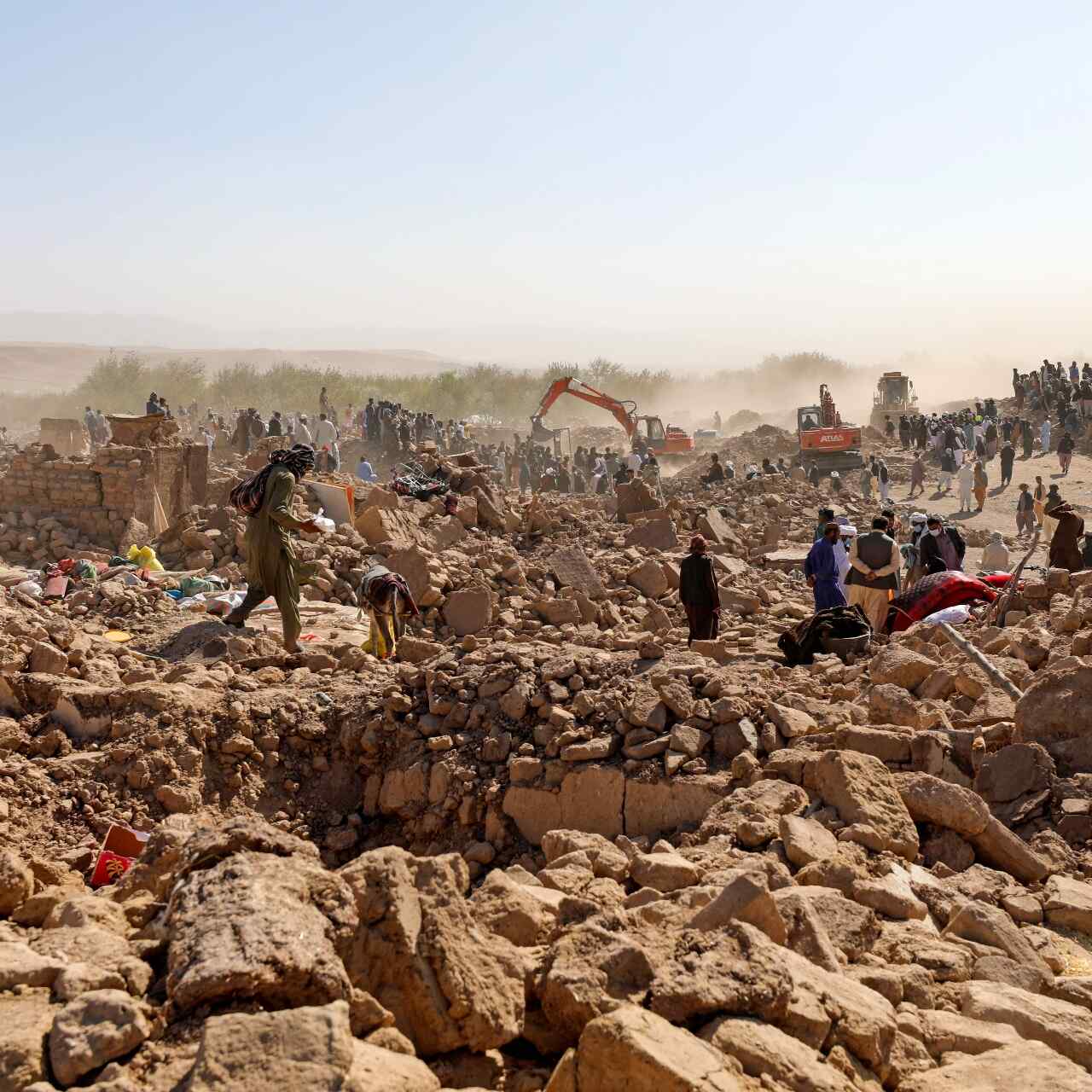 The rubble of a building exemplifies the power of the earthquake that struck near Herat, Afghanistan. 