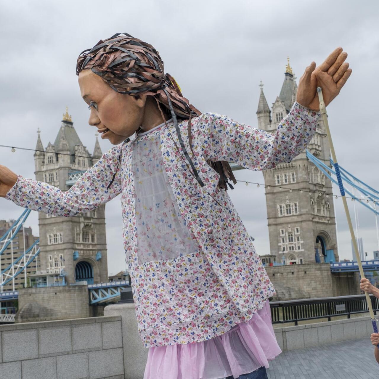 Little Amal at Tower Bridge