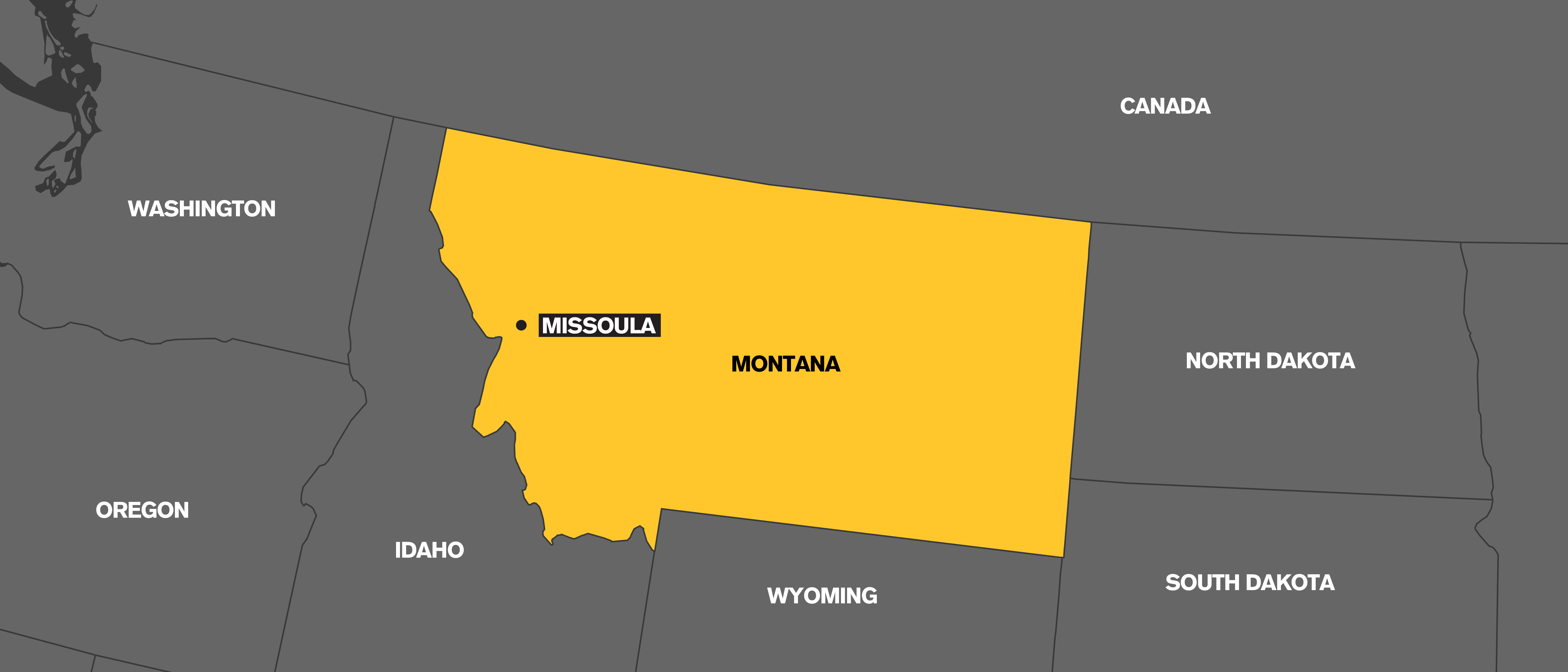 A map which highlights the state of Montana in yellow.