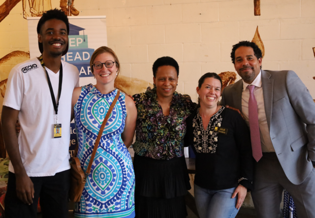 Step Ahead Scholars staff, Kamal Carter and Debra Nealy, and Youth Futures staff, Langston Jenkins, Brynn Walker, and Julie Goldberg.