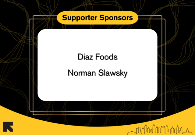 A banner displaying the Supporter sponsors of Dinner Together: Diaz Foods and Norman Slawsky
