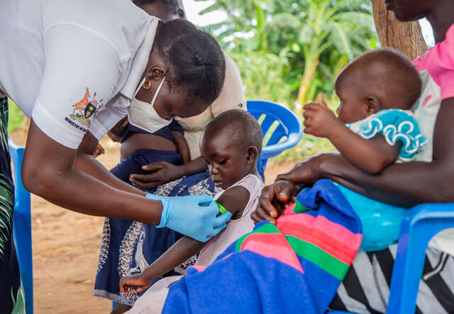 Poni Rakia cares for children in her settlement in Northern Uganda as part of her role as a Village Health Team (VHT) member. A VHT is a community-based health team that is trained, equipped, and supported by the IRC with funding from the European Union.