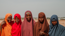 Somali refugees in Helowyn refugee camp, Ethiopia. They attend the IRC Girl Shine program, where they develop skills and learn about feminine hygiene and girls’ and women’s rights.