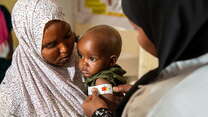 Fartun* brought her son, Salman, to an IRC-supported hospital in Dhusamreb, Somalia after she noticed that Salman was showing signs of sickness. Salman was treated at the hospital and has since recovered.