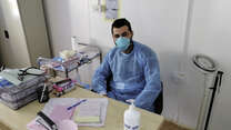 Dr. Hazem at the IRC's clinic in Zaatari refugee camp.